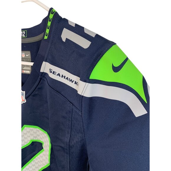 Womens M Seattle Seahawks NFL On Field Navy Game Jersey EUC 12 FLICK  EUC 8320 - Picture 8 of 8